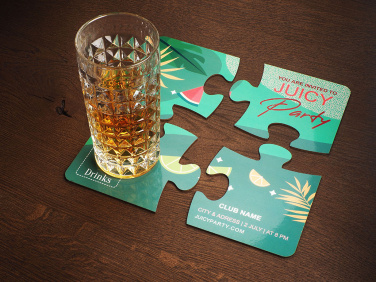Logo trade promotional merchandise picture of: Set of 4 PUZZLE glass coasters 1835117