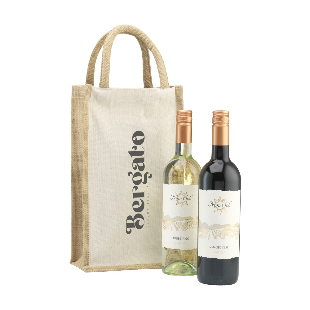 Logotrade promotional gift picture of: Jute Canvas Double Wine Bag