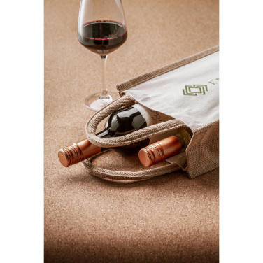 Logo trade promotional merchandise photo of: Jute Canvas Double Wine Bag