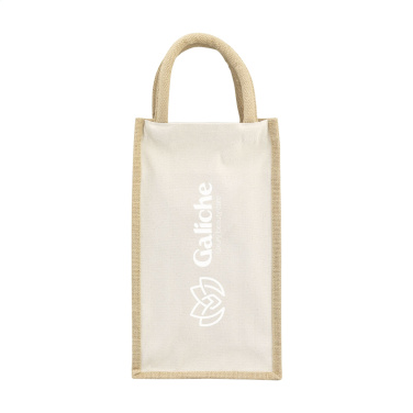 Logo trade promotional gifts image of: Jute Canvas Double Wine Bag