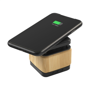 Logotrade promotional products photo of: Bamboo Block Speaker with wireless charger
