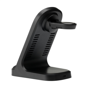 Logo trade corporate gift photo of: Triple-Up RCS Recycled ABS Wireless Charger Stand