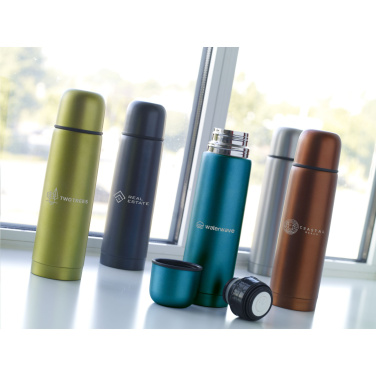 Logo trade promotional items image of: Frosted Bottle RCS Recycled Steel 500 ml thermo bottle