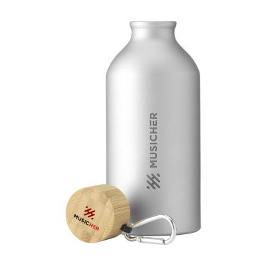 Logotrade corporate gift picture of: AluBamboo GRS Recycled Alu 500 ml water bottle