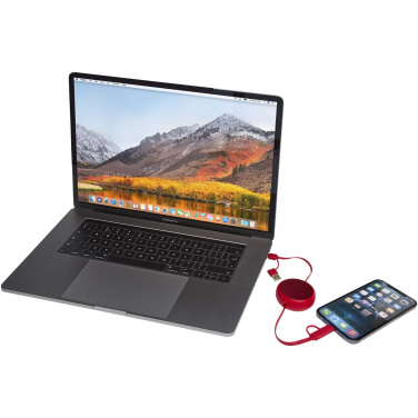 Logo trade promotional merchandise picture of: Alasia 5-in-1 100 cm recycled plastic and aluminium retractable data sync and 45W fast charge cable