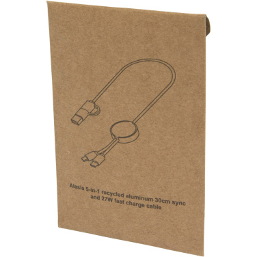 Logo trade promotional item photo of: Alasia 5-in-1 recycled aluminium and plastic 30 cm data sync and 27W fast charge cable