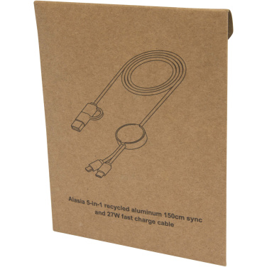 Logotrade promotional giveaway picture of: Alasia 5-in-1 recycled aluminium and plastic 150 cm data sync and 27W fast charge cable