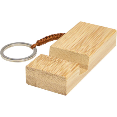 Logo trade corporate gifts image of: Bosona bamboo phone holder with keychain