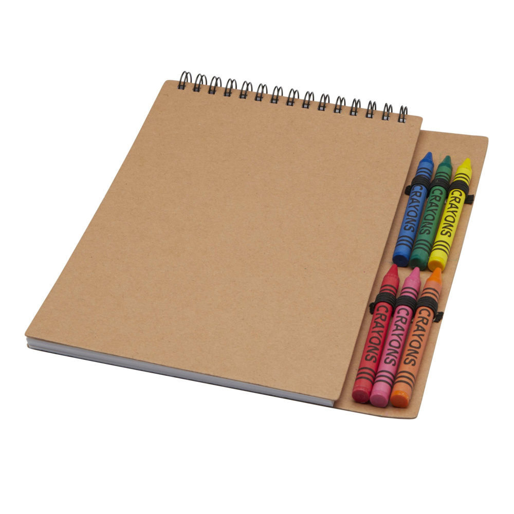 Logo trade promotional gifts image of: Doodle A5 spiral soft cover notebook and crayon set