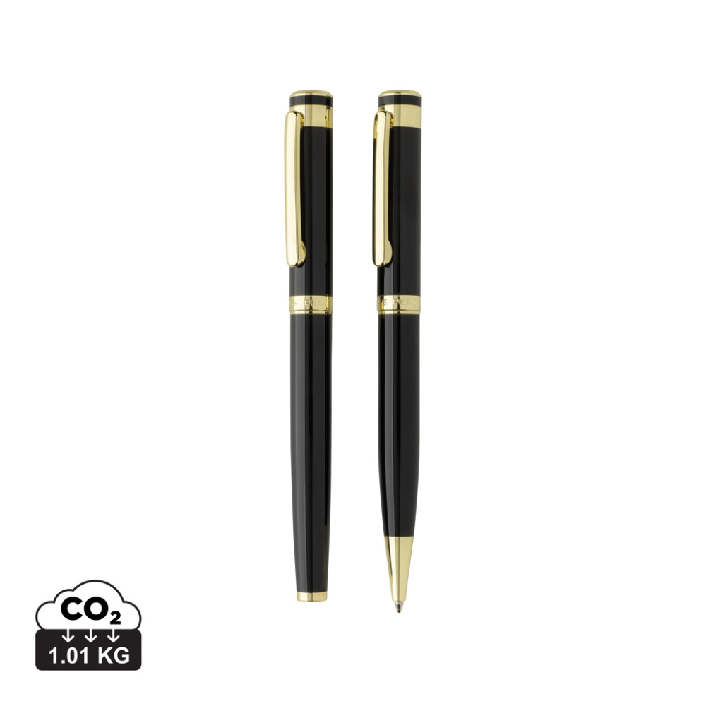Logo trade promotional gifts image of: Swiss Peak Luca RCS recycled brass deluxe pen set