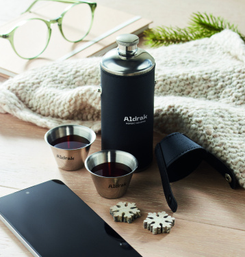 Logo trade promotional gifts picture of: Hip flask with shot cups