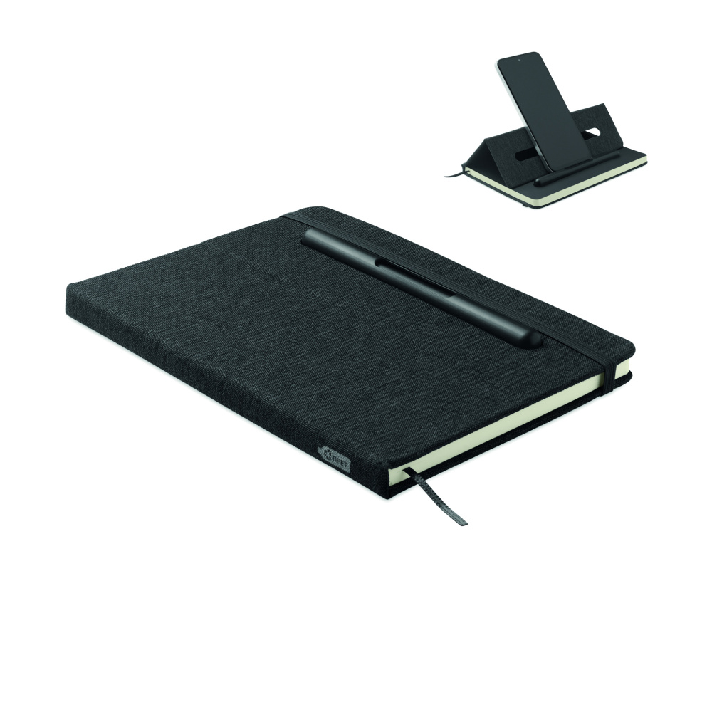 Logotrade promotional product picture of: A5 notebook with phone holder