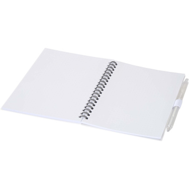Logo trade promotional item photo of: Niove recycled plastic soft cover notebook and ballpoint pen set (blue ink)