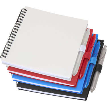 Logotrade advertising product image of: Niove recycled plastic soft cover notebook and ballpoint pen set (blue ink)