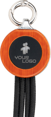 Logotrade promotional gift picture of: 4-in-1 cable with elighted logo in a wooden casing