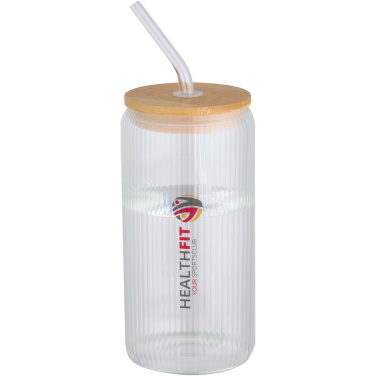 Logo trade promotional giveaway photo of: Mirage 500 ml single-walled borosilicate glass jar with bamboo lid