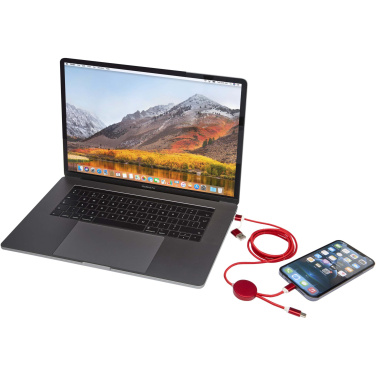 Logo trade meene pilt: Punane Alasia 5-in-1 taaskasutatud alumiiniumist ja plastikust 150 cm kiirlaadimiskaabel