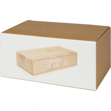 Logo trade mainostuotet tuotekuva: Minata bambuinen langaton laturi kellolla