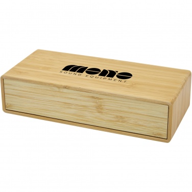 Logo trade mainoslahja ja liikelahja tuotekuva: Minata bambuinen langaton laturi kellolla