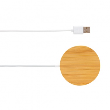 Logo trade liikelahjat mainoslahjat kuva: 10W bambuinen langaton laturi magneetilla