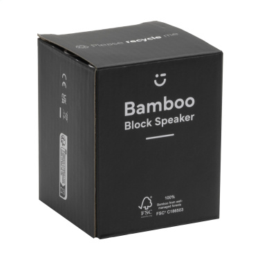 Logotrade mainostuote tuotekuva: Bamboo Block -kaiutin langattomalla laturilla