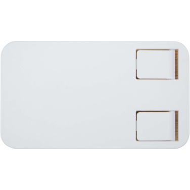 Logotrade reklamprodukter bild: Alfirk hopfällbart telefonställ för skrivbord av återvunnen plast med detaljer i bambu